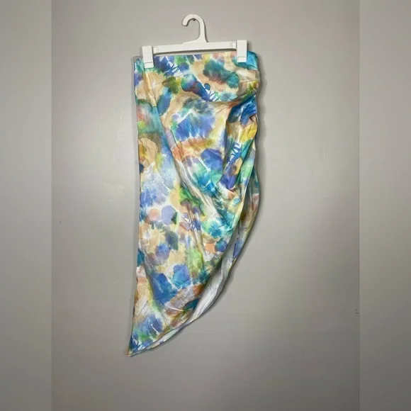 AIIFOS Revolve NWOT Samantha Skirt in Watercolor Blues Sz Small Asymmetrical